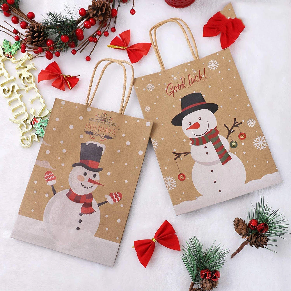 Customizable Logo Wholesale/Supplier Twist Handle Christmas Gift Packaging Brown Kraft Paper Shopping Bag Custom Printing