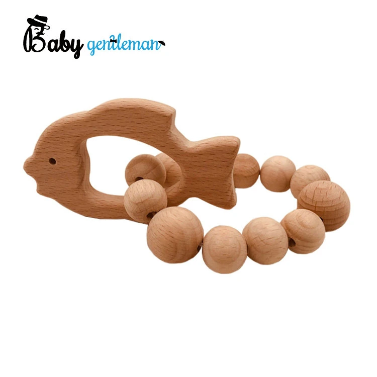 Diseño de la mejor forma de peces de la dentición Pulsera Abalorios de madera para el bebé Z08189K