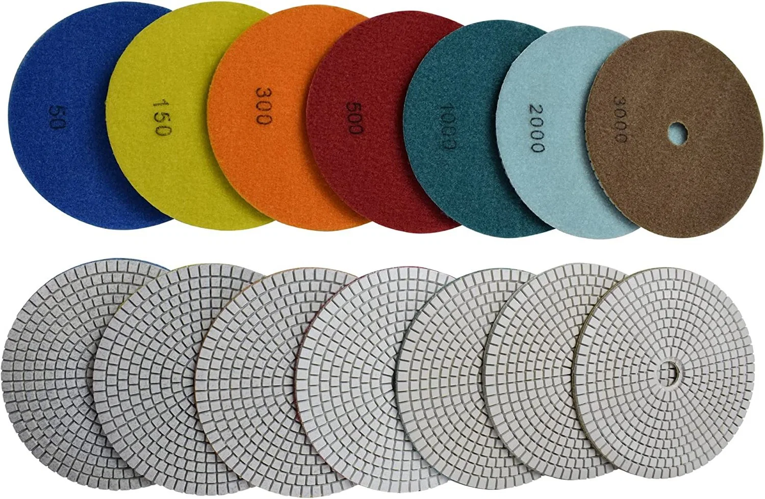 Diamond Polishing Pad Wet Sandpaper Tool 4'' for Grinding Stone Marble Granite Countertop Pack of 7 PCS