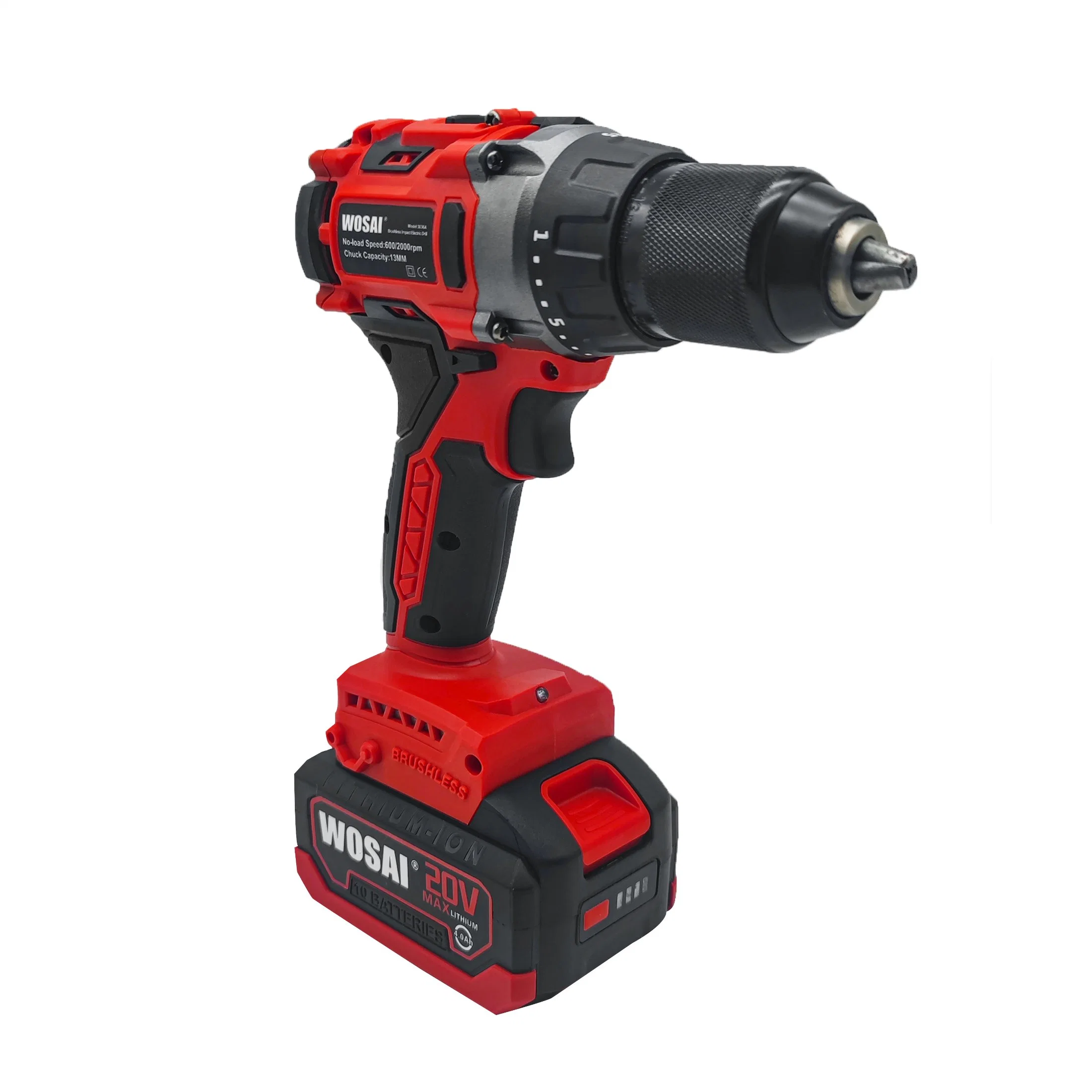 Wosai 20V Brushless Cordless Power Tools Hand Lithium-Ion Battery Heavy Duty 13mm Drill