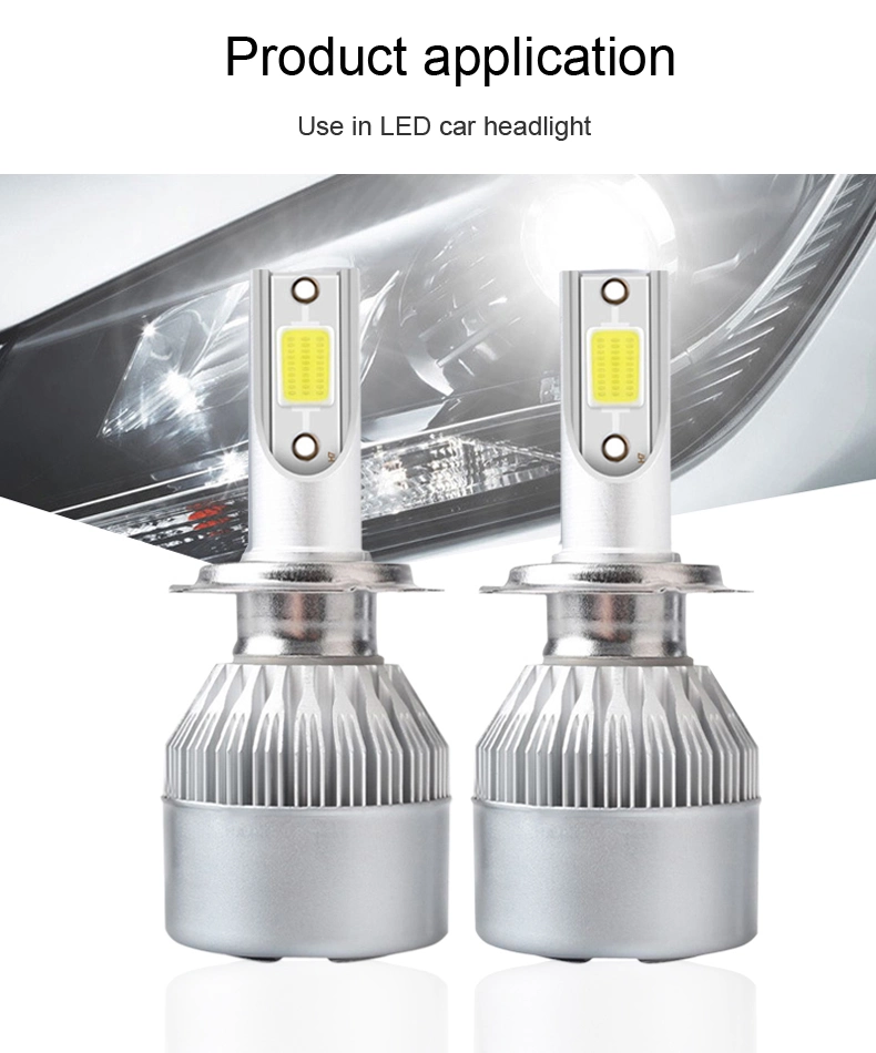 C6 Dual Color Automobile LED Headlamp Yellow White Dual Beam Automobile Far and Near Beam Headlight Chip COB H1