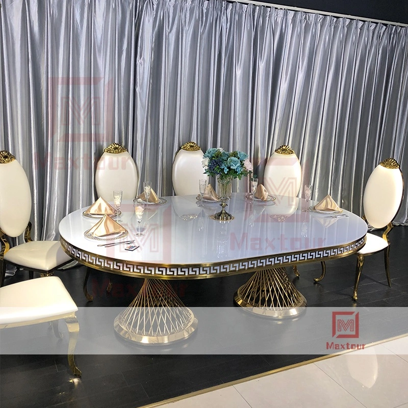 Modern Stainless Steel Acrylic Oval Wedding Table with LED Light