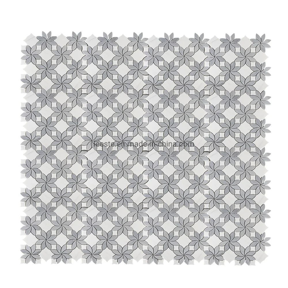 Good Quality China Bardiglio Grey Marble Flower Shape Mosaic Tiles