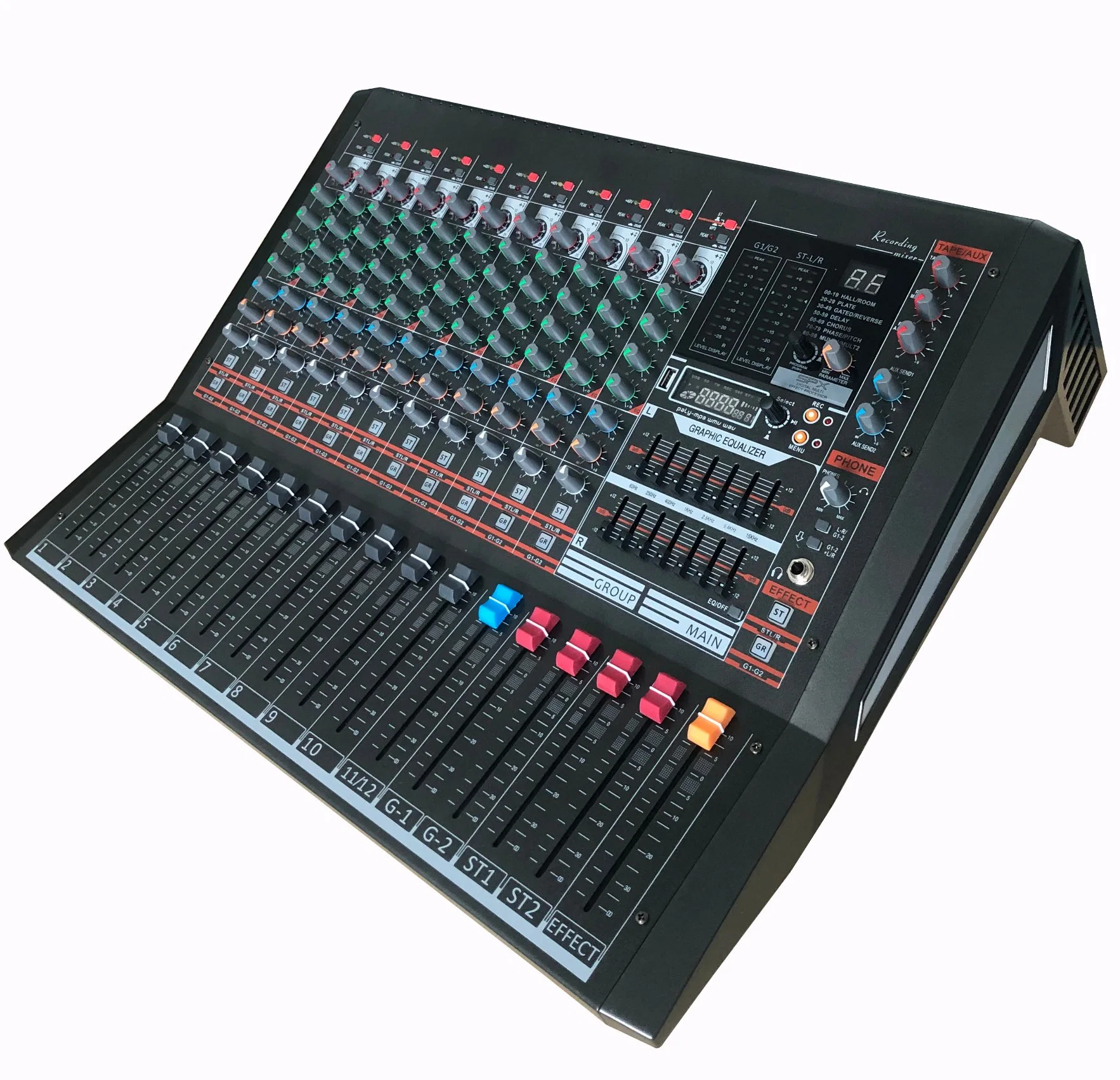 12 Voies Console de mixage audio numérique de studio musical de grande taille très demandée