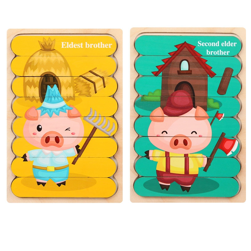 Wholesale/Supplier Creative Strip Animal Cognition Wooden Puzzle Children's Educational Toy for Kids Toy