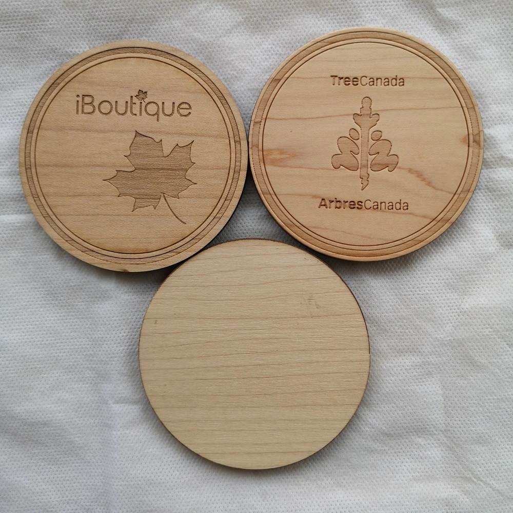 Customized Wood Coaster with Lasering Logo in Double Sides