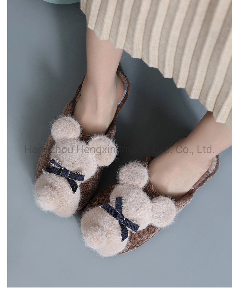 31815 3D Bear Furry Slippers Women Slippers Outdoor Indoor Home Anatomic Female Casual Shoes