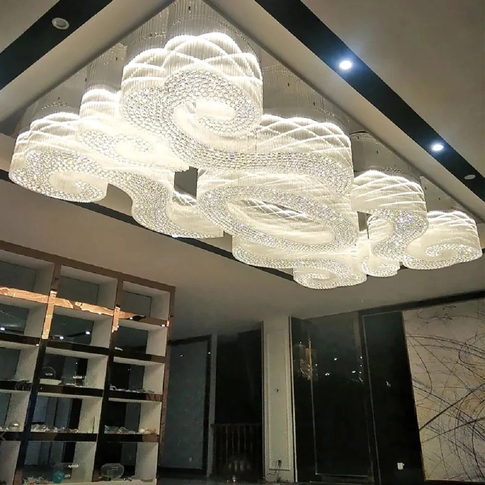 Hotel Lobby Crystal Chandelier Banquet Hall Villa Shopping Mall Rectangular Ceiling Light