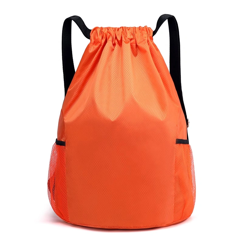 Sac à dos sport imperméable réutilisable en polyester mode ensemble extérieur avec cordon Sac avec poches en filet