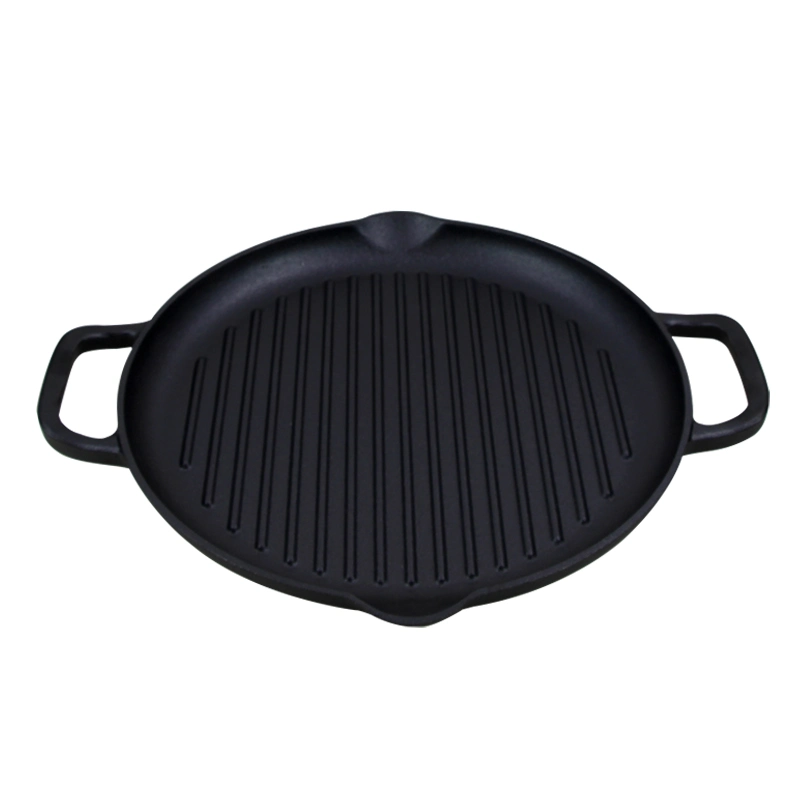 12,6" 32cm Amazon Venta caliente parrilla de hierro fundido sartén Grill placa placa sartén adecuado para diversas cocinas