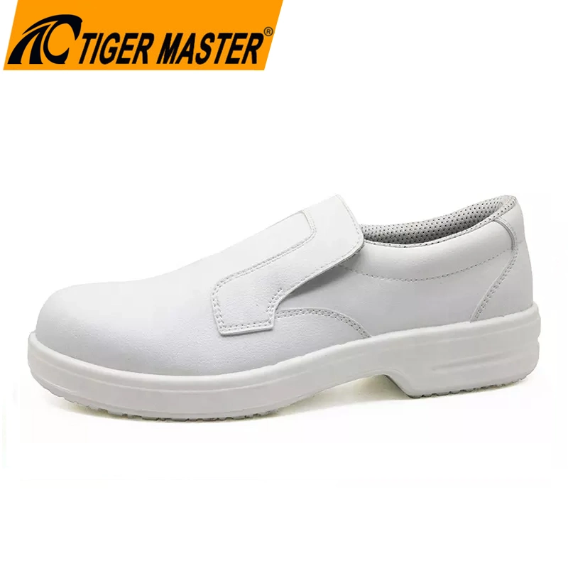 Oil Water Resistant Anti Slip PU Sole White Microfiber Leather Anti Static Composite Toe Puncture Proof Hotel Kitchen Work Safety Shoes