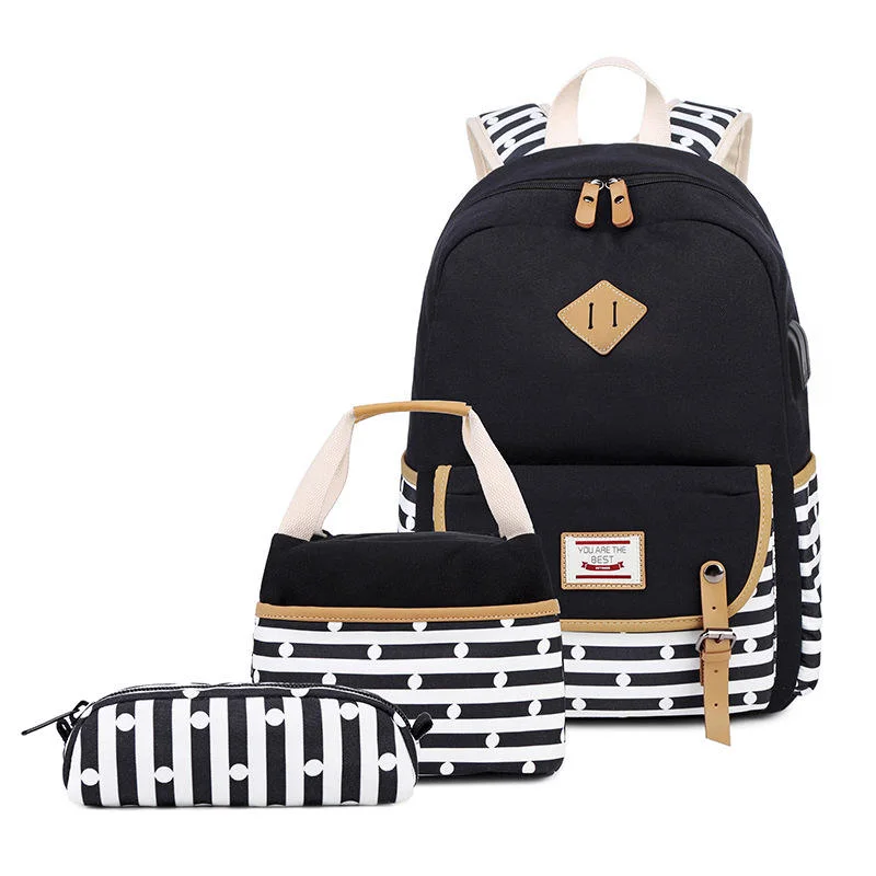 2023 Wholesale/Supplier Three-Piece Set Canvas Casual Backpack