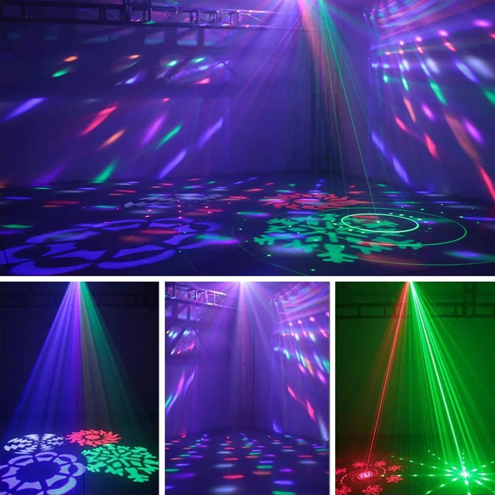 Color blanco de la barra de luces de discoteca Nightclube equipos Etapa 4en1 Láser de punto haz de luz estroboscópica efecto discoteca Flash estroboscópico rotando colores luz con mando a distancia