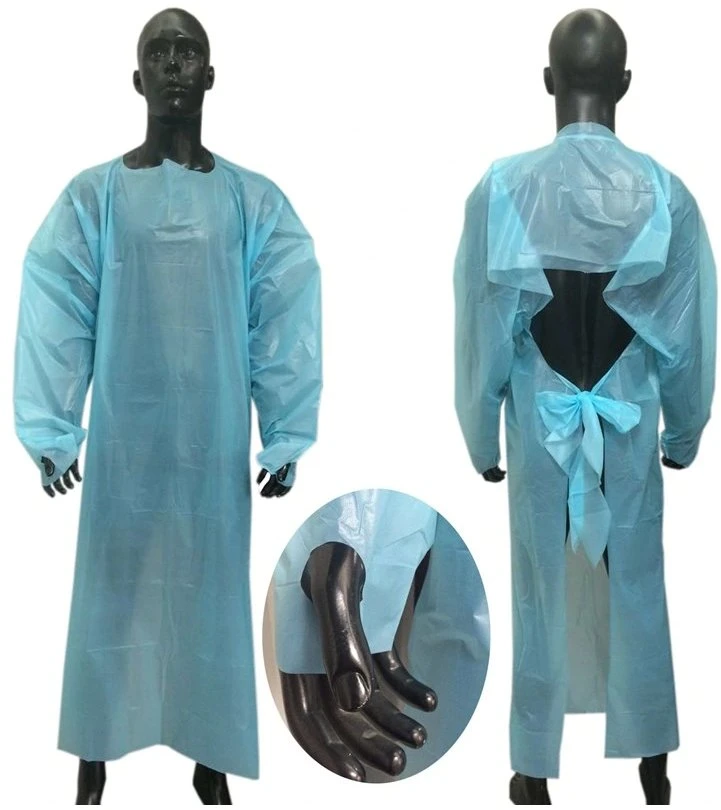 CPE Isolation Gown Disposable Waterproof Isolation CPE Gown