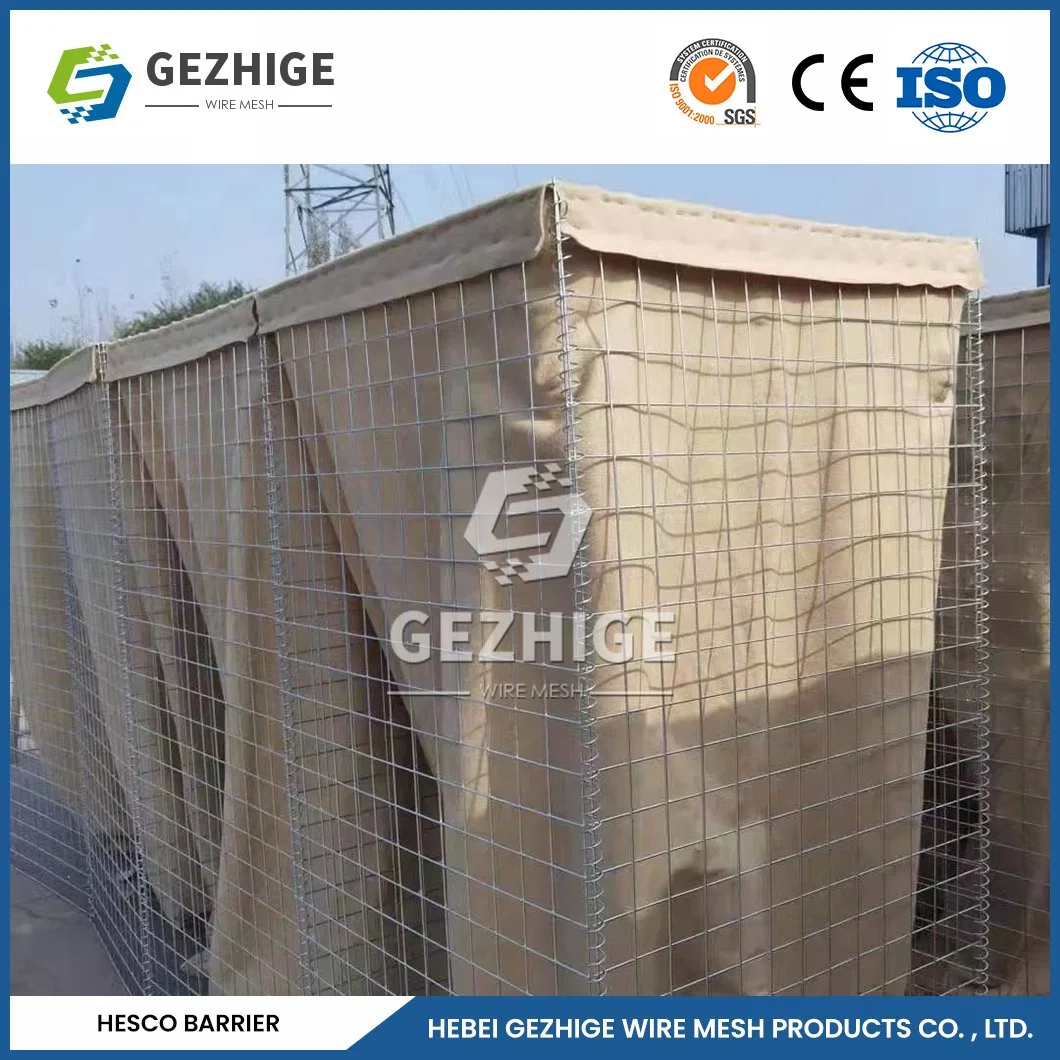 Gezhige 2.0-4.0mm de espesor de la Cesta de alambre galvanizado Gabion proveedores Zinc-Aluminum Gabion Verde PP Bolsa China altamente personalizable Mili-Tary Explosion-Proof Net