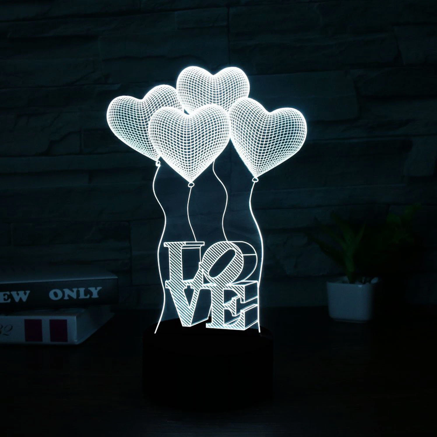 مصباح LED ثلاثي الأبعاد ملون 3D مصباح الرؤية الحب هدايا