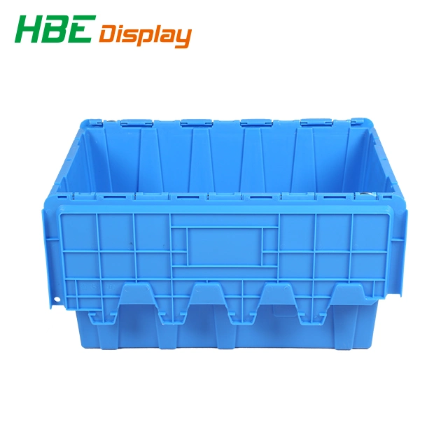 Transportation Plastic Logistic Tote Boxes Attached Lid Container