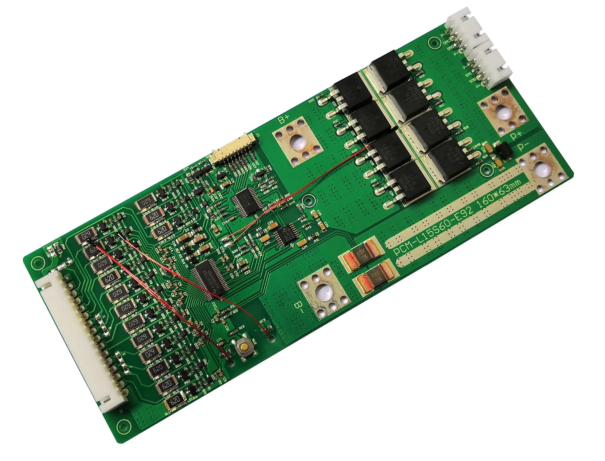 Smart BMS 15s 60A LiFePO4 Lithium Battery Management PCB Protection Board with Balance Leads and Wireless Bluetooth Module - Supports 48 Volts 60A