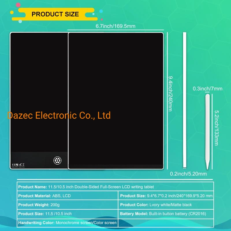 ورق رفيع ملون عالي الجودة بحجم 11.5 بوصة ذو وجه مزدوج كامل الكتابة على الشاشة الكتابة على الشاشة الكتابة على شاشة LCD باستخدام قلم الكتابة على الشاشة الكمبيوتر اللوحي