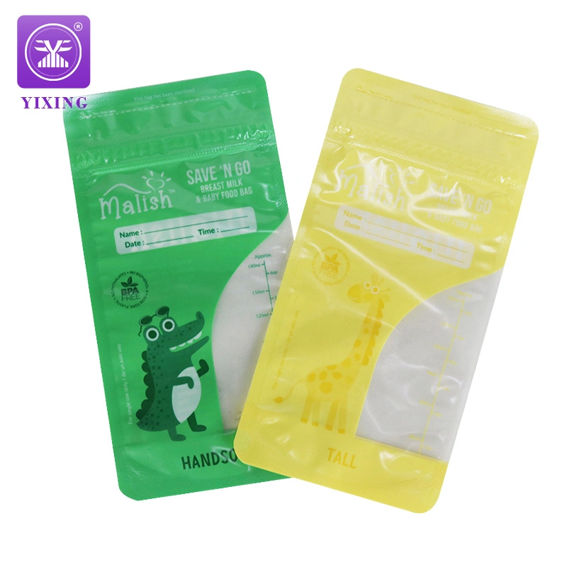 Yixing Pack Breast Milk Storage Bag Double Zip Stand up Pouch BPA Sterilized Frozen Material Pet+PE