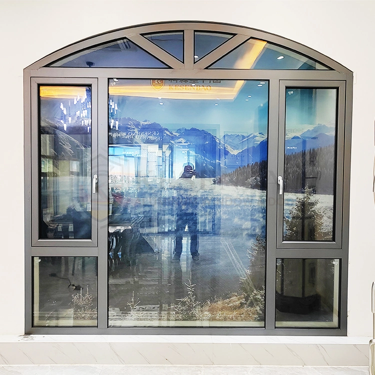 Powder Coating Narrow Frame Aluminum Double Tempered Glass Casement Windows