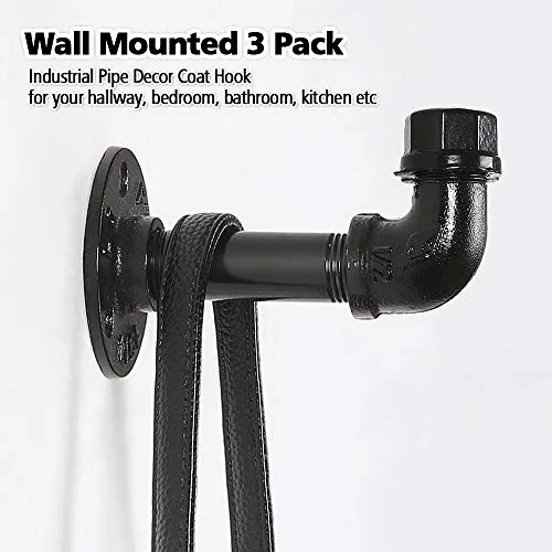 1/2 Inch NPT Pipe Furniture DIY Cloth /Hat Hook Hanging Antique Pipe Kits with Black Malleable Iron Pipe Fittings