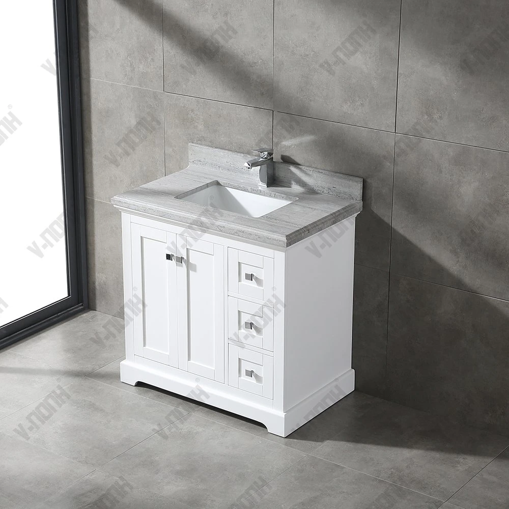 36inch White Cabinet with Marble Top Modern High End Bathroom Vanities