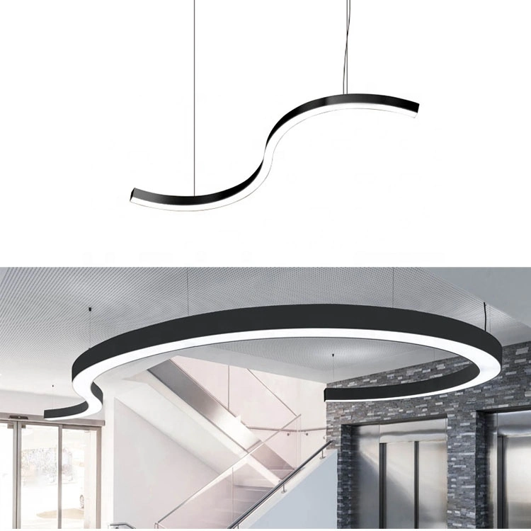 Lámparas de techo modernas personalizadas Hlinear Curved LED Linear Light Custom Lamp Pendant Chandelier Lighting Fixture
