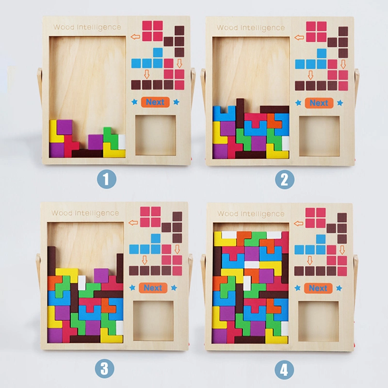 Wooden 3D مبنى لون كتل بانوراما مجموعات كلاسيكية لغز لعبة بناء التعليم تتريس لعبة بناء مجموعات للأطفال