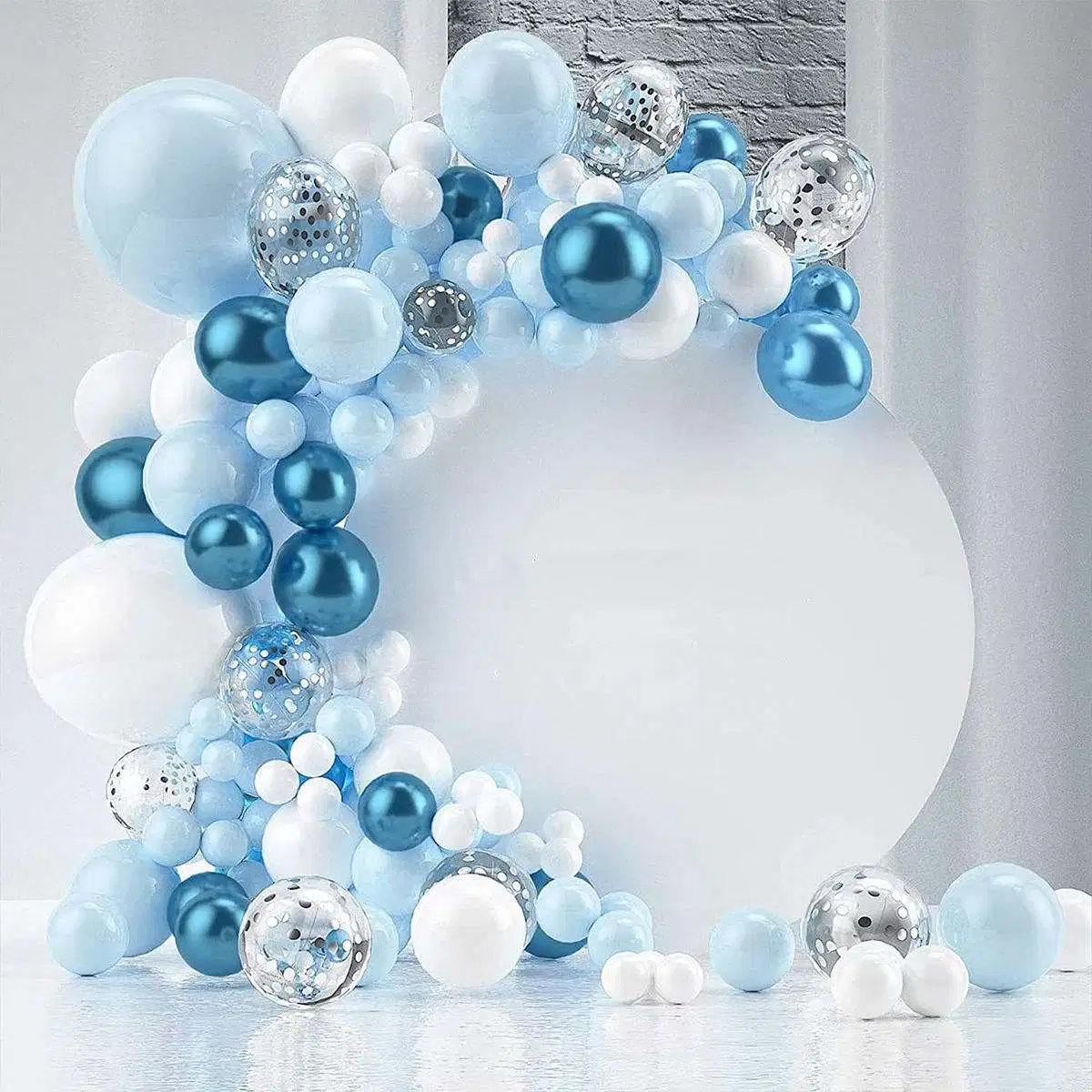 Blue White Sliver Balloons Garland Arch Kit Baby Shower Birthday Party Decoration