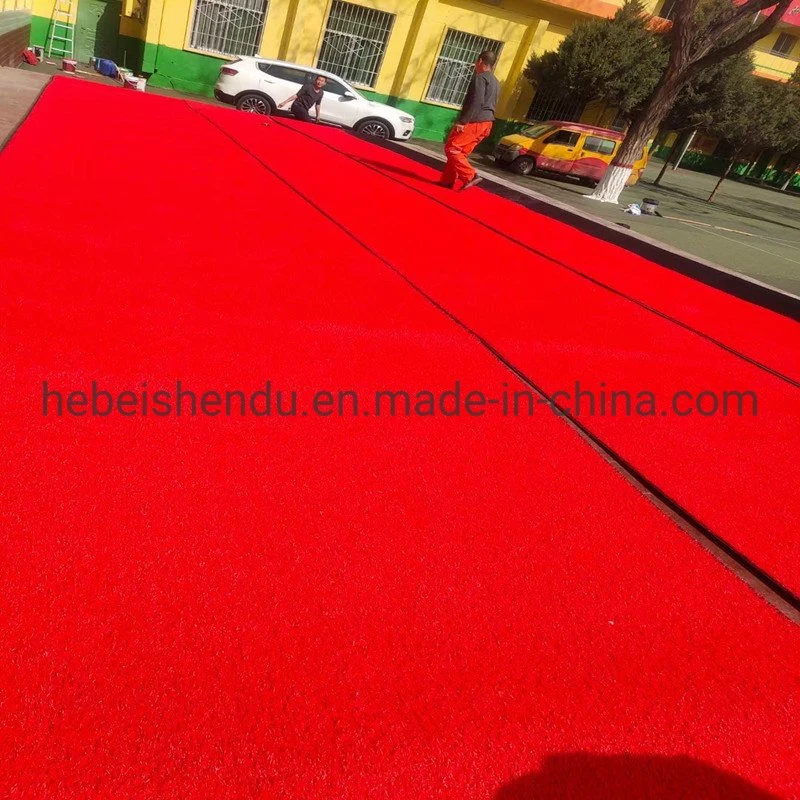 Faux en plastique vert jardin paysager de tapis de gazon artificiel Gazon synthétique de couleur rouge de l'herbe