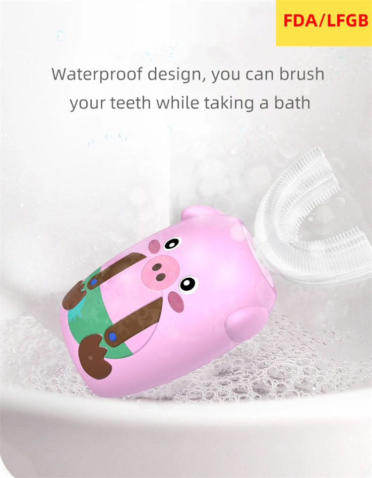 360 Degree Sonic Teeth Silicone Electric Rechargeable Toothbrush Children's U-Type Home Use Toothbrush for Kids