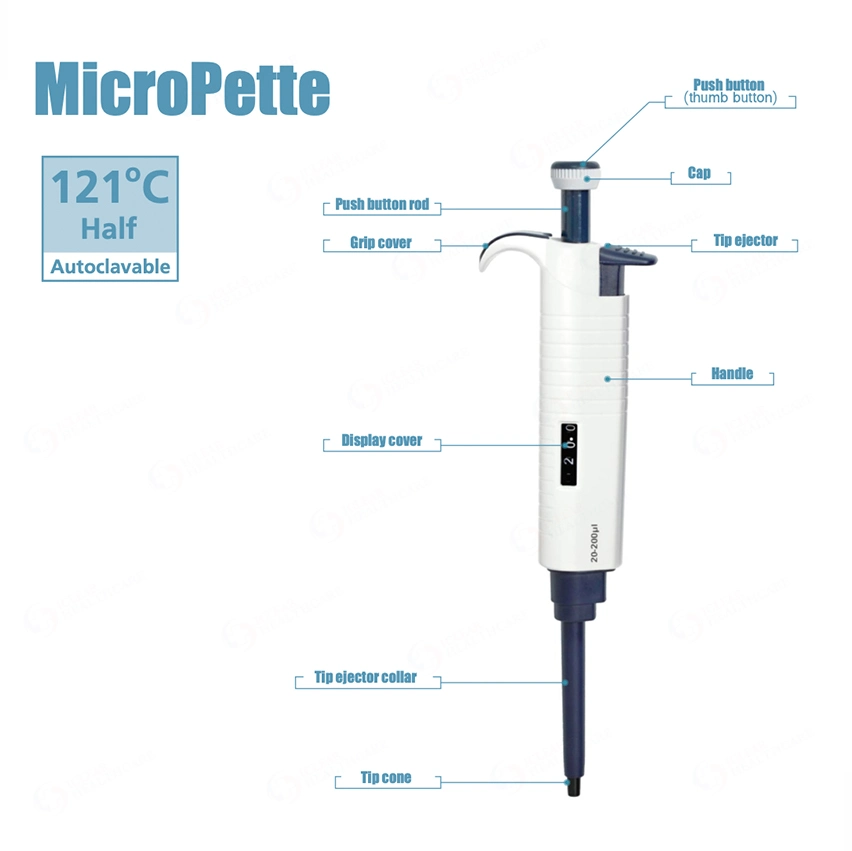 Laboratorio de UL 0.5-5000pipeta monocanal volumen variable de pipetas de dispensación