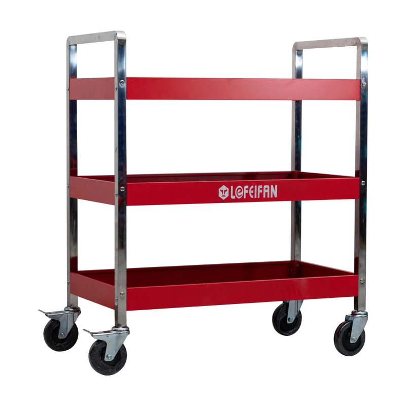 Three Tiers Heavy Duty Tool Rack Hardware Shelf Tool Trolley Mobile Cart