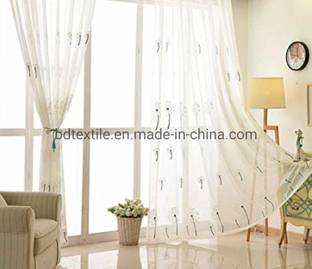 European Style White Elegant Home Stickerei Sheer Vorhang Stoff