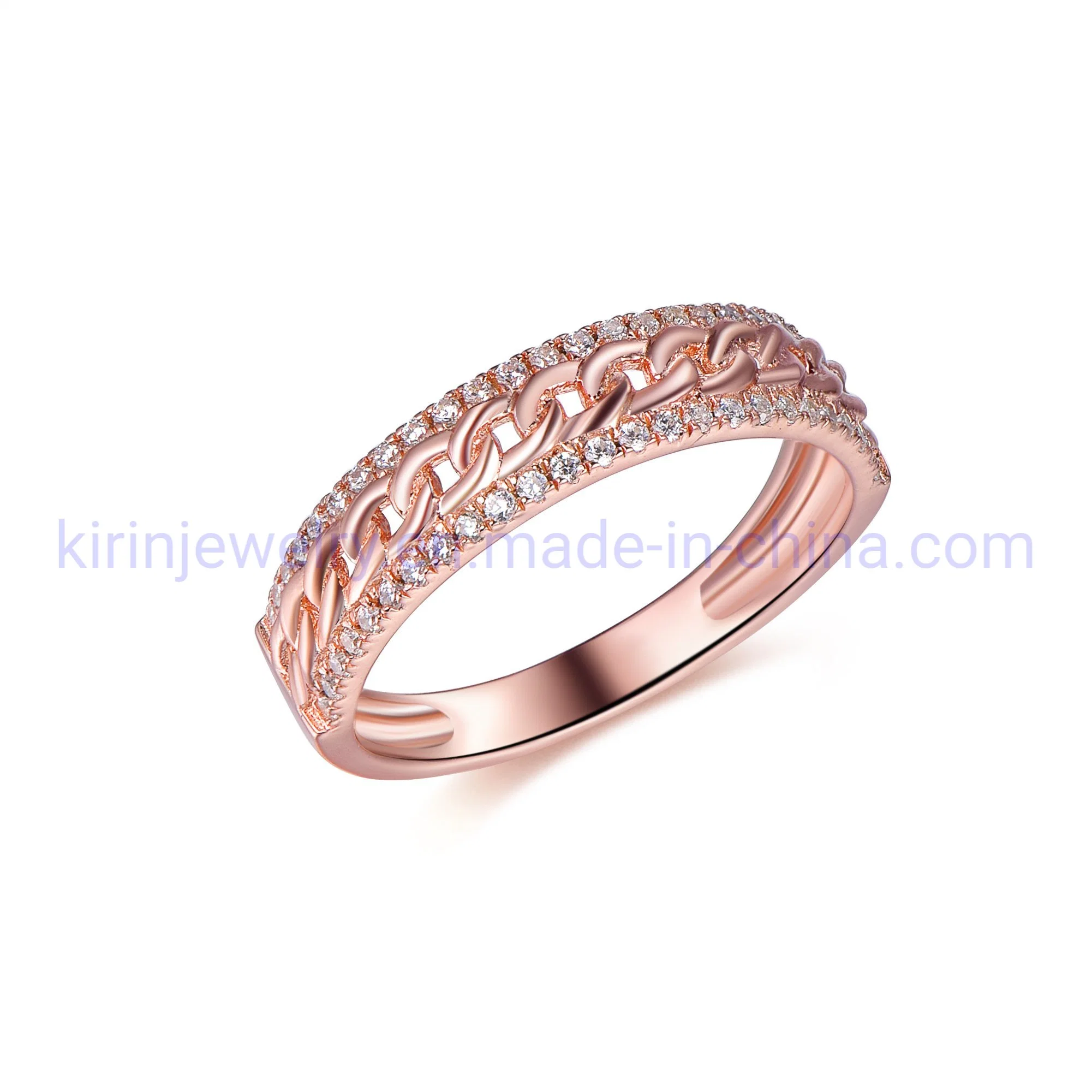 Women 18K Rose Yellow Gold Plated Rings 925 Sterling Silver Rose Gold Rings Frmen Twisted Rose Gold Ring