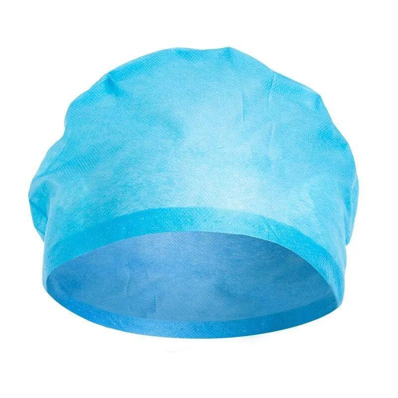 Disposable Clear Blue Plastic Shower Medical Hat Bouffant Medical Cap