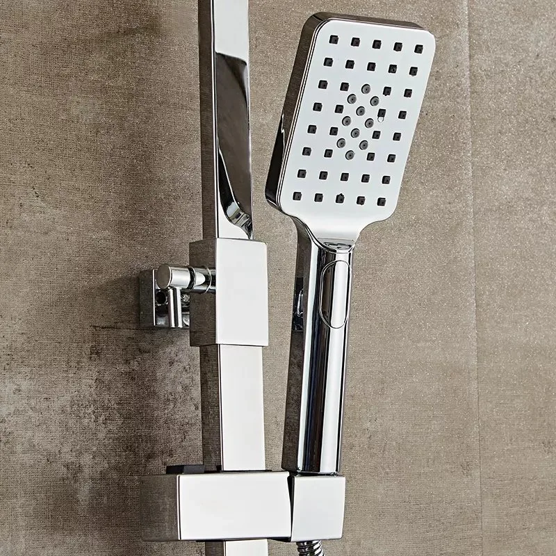 Ensemble de douche moderne avec robinet en acier inoxydable monté au mur, robinets de salle de bains en laiton, kits de pluie, mitigeur de douche avec pomme de douche.