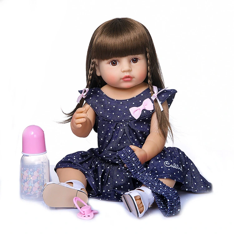 55cm de silicona suave, de cuerpo completo recién nacido Niño Niña muñeca Reborn juguetes de PVC Muñecas con accesorios