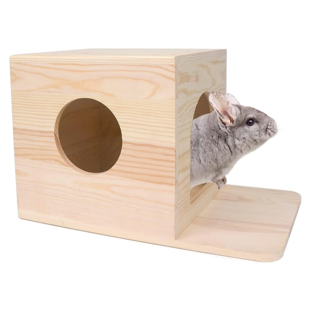 Pet House Wooden Hut Hideout Chinchilla House with Platform