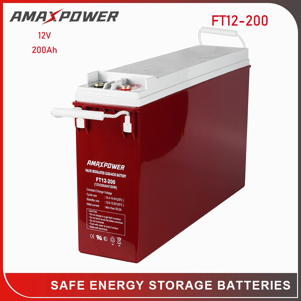 Amaxpower 12V 55ah/80ah/100ah/150ah/180ah/200ah Front-Access-Terminal-Slim Gel Battery for Telecom-Station/Solar-System/Home-Power-Bank/Communication-Equipment