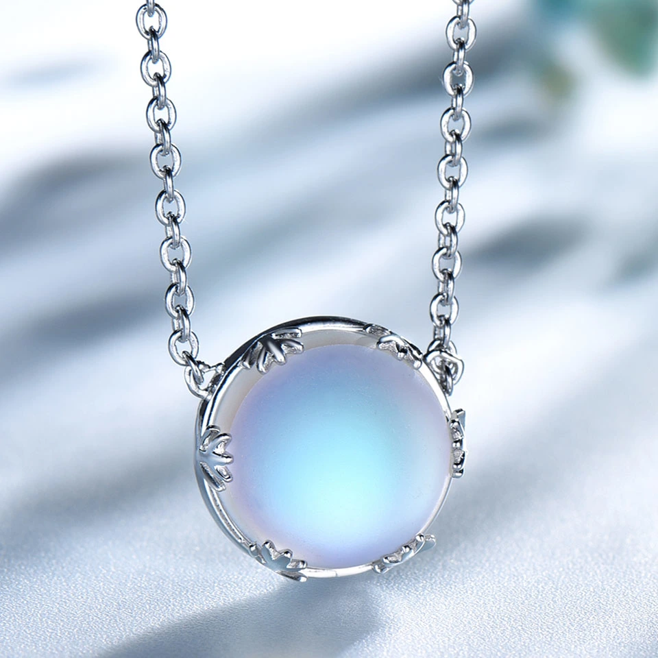 S925 Silver Aurora Pendant Necklace Halo Crystal Gemstone Scale Light Necklace Jewellery