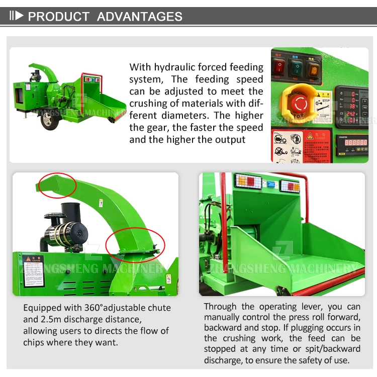 Industrial Diesel Engine Agricultural Machinery Equipment Sawdust Shredder Weed Wood Grinder