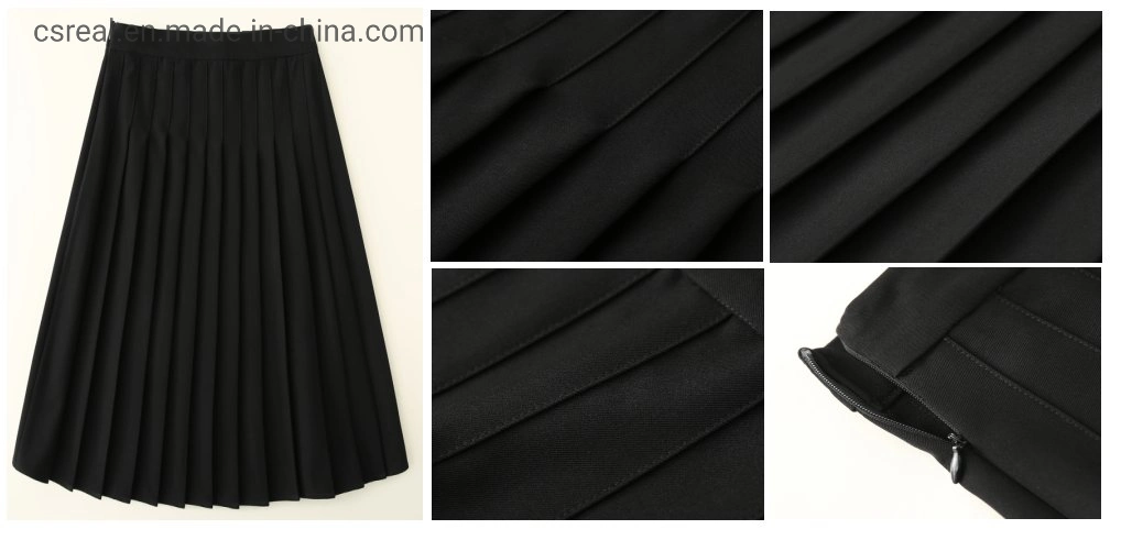 Girl Children Clothing Fashion Black Woven Pleat Skirt Wear