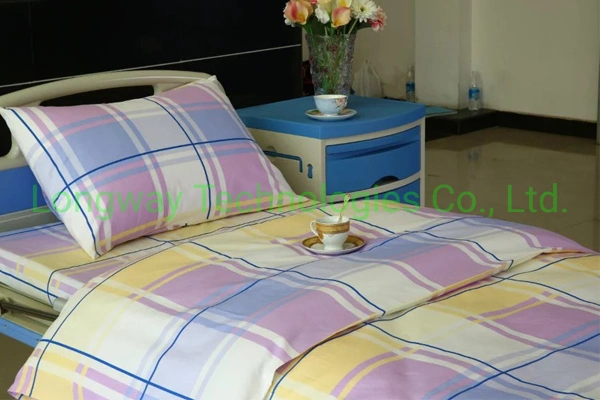 Light Green Satin Stripe Polyester Cotton Hospital Bed Linen Set