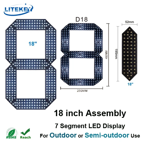 RoHS утвердил 18 дюйма в сборе 7-сегментный светодиодный дисплей с Водонепроницаемый для использования вне помещений или Semi-Outdoor приложения