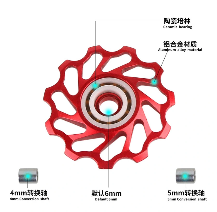 Rueda de Gudie de bicicleta rueda de guía de transmisión de metal diente de cerámica