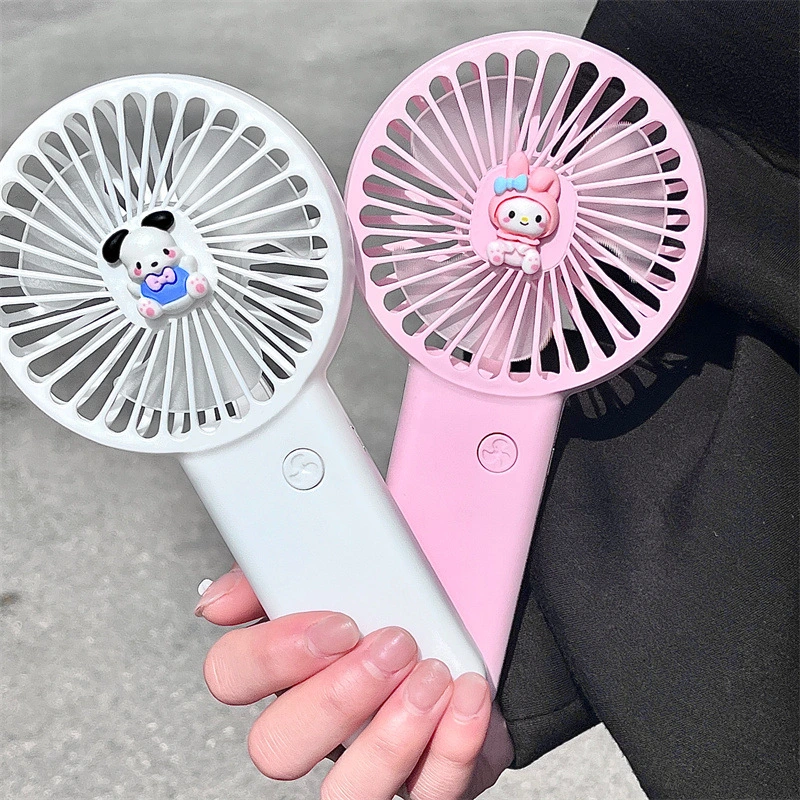 Ruunjoy Kawaii Sanrio Electric Fan Summer Cool Toy Anime Cartoon Cinnamoroll Kuromi Handheld USB Desktop Holder Portable Fan Gifts