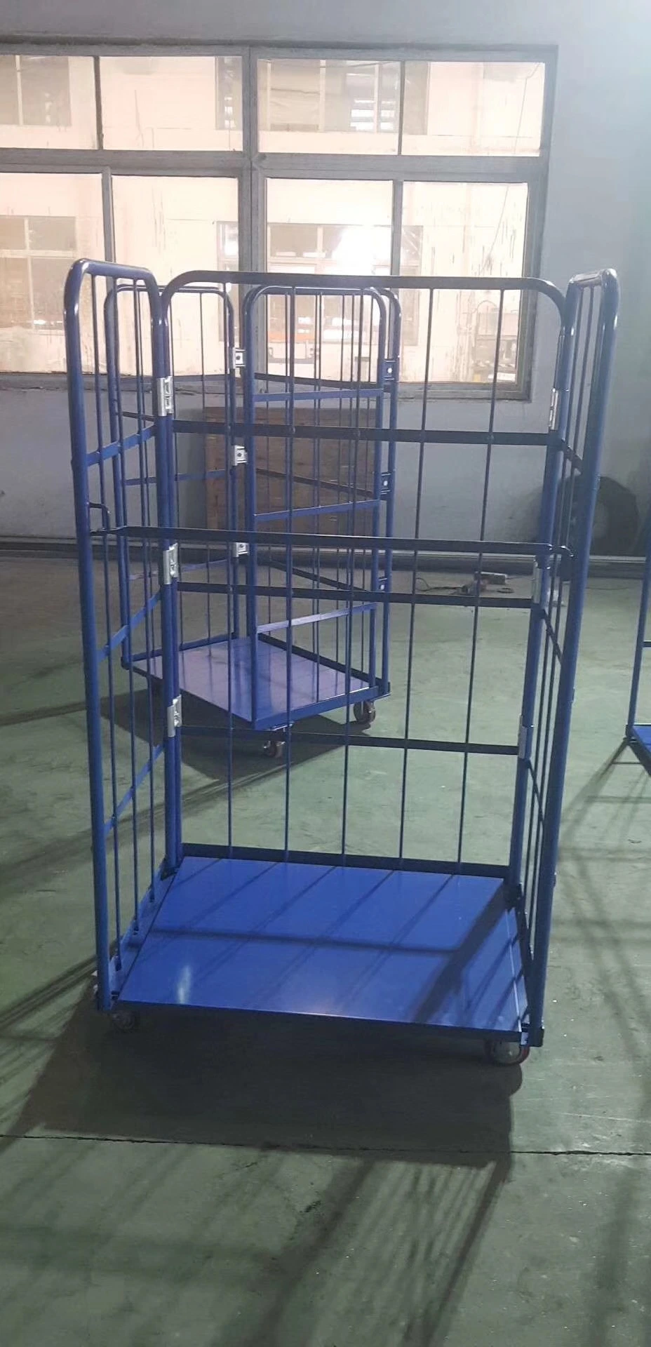 Roll Cage Trolley with Plastic Shelf for Warehouse Storage