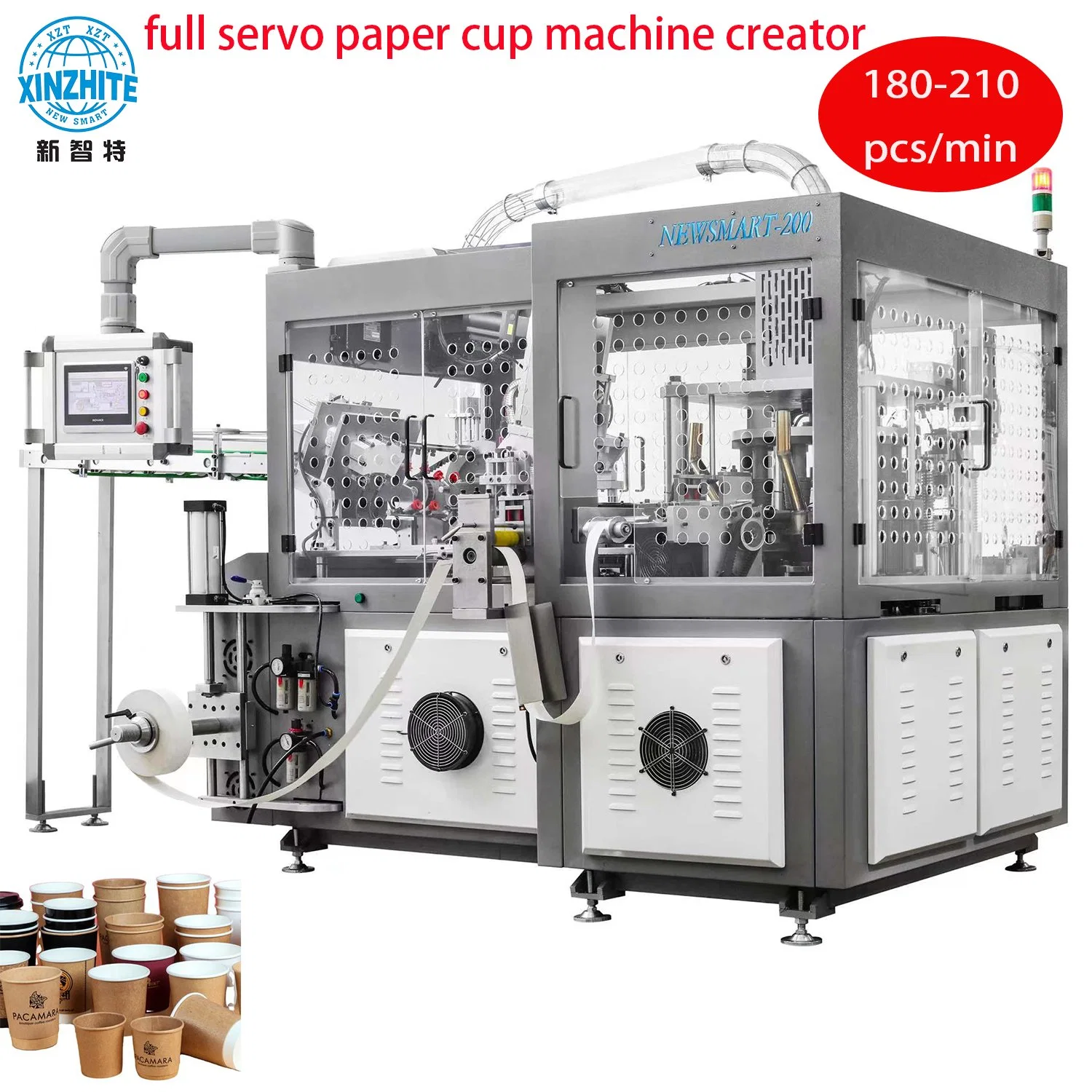 Newsmart-200 Full Servo Paper Cup Machine and Paper Coffee Cups Making Equipment with Fastest Speed 210 PCS/Min